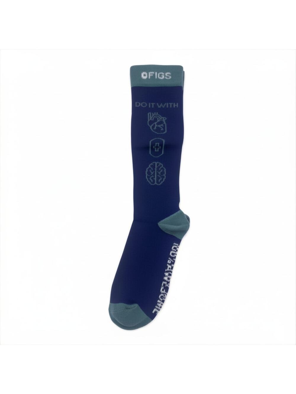 1 Pair FIGS Compression 'Do it with heart' Socks Size Medium